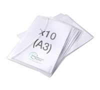 Pochette de rangement à bouton pression Rapesco A3 transparentes - Lot de 10