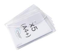 Rapesco 1840 ECO Pochette à Bouton Pression, A4+, Transparent, Lot de 5 | Matériau Recyclé