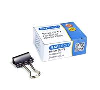 Rapesco FBC190B1 Pinces à Double Clip 19 mm, Noir, Lot de 10