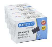 Rapesco FBC250B1 Pinces à Double Clip 25 mm, Noir, Lot de 40