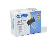 Rapesco FBC410B1 Pinces à Double Clip 41 mm, Noir, Lot de 10