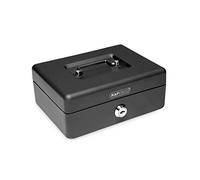 Rapesco SB0006B1 Caisse à Monnaie en Métal avec Serrure, 15 cm, Noir | 3 Clés et Plateau Amovible