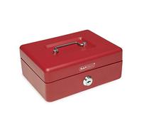 Rapesco SB0008R1 Caisse à Monnaie en Métal avec Serrure, 20 cm, Rouge | 3 Clés et Plateau Amovible