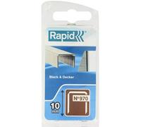RAPID 40109551, Agrafes en fil plat N°970, Longueur 10mm, 896 Pièces, Pour les outils Black&Decker, Fil galvanisé Gris