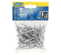 RAPID - Rivets Standard Ø4.0 x 10 mm - Rivets Aveugles en Aluminium - Sachet de 100 - Fixation Métal, Plastique & Automobile - Compatibles Pinces RP10, RP40, RP60, RP100 - (5000380)