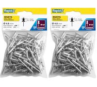RAPID, 5000382, Rivets Standard, ø 4,8 x 16 mm, 100 Pièces, Forêt inclus Gris, ø4.8 mm (Lot de 2)