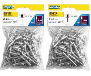RAPID, 5000382, Rivets Standard, ø 4,8 x 16 mm, 100 Pièces, Forêt inclus Gris, ø4.8 mm (Lot de 2)