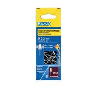 RAPID - Rivets Haute Performance en Aluminium Ø3.2 x 6 mm - Rivets Aveugles pour Garde-Boue / Revêtements Métal & Plastique / Panneaux / Tôle - Foret Inclus - 50 Pièces, Emballage Carton (5001528)