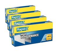 Rapid - Agrafes 26/6 Solides, Capacité 30 Feuilles, Acier Galvanisé, Boîte de 5000 Agrafes, Catégorie "STRONG" (Lot de 4)