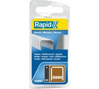 RAPID, 40109556, Agrafes en fil fin BMN, Longueur 8mm, 1080 pièces, Pour les outils Bosch, Metabo et Novus, Fil galvanisé, Gris