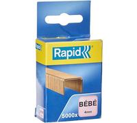 Rapid Agrafes BÉBÉ, Longueur 4 mm, 5000 agrafes, Agrafe jusqu’à 15 feuilles, Fil robuste cuivré, 11974602 (Lot de 5)
