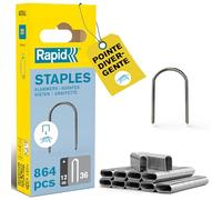 Rapid - Agrafes câbles n°36/ 12mm - 864pcs - Emballage FSC (40109626) | Fil galvanisé - Couronne arrondie - Pointes divergentes et affûtées - Pour câbles basse tension max 50V, 6mm de diamètre