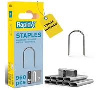 Rapid - Agrafes câbles n°7/ 12mm - 960pcs - Emballage FSC (40109523) | Fil galvanisé, Haute performance - Couronne arrondie - Pointes affûtées - Pour câbles basse tension max 50V, 6mm de diamètre