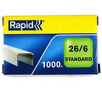 Rapid Agrafes en fil souple Standard N°26, Longueur 6 mm, 1000 Agrafes, Agrafe jusqu’à 20 feuilles, Fil galvanisé, 24861300