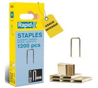 Rapid - Agrafes étroites n°606/ 12mm - 1200pcs - Emballage FSC (40109527) | Fil galvanisé recouvert de résine, Haute performance - Pointes affûtées - Pour matériaux denses, bois, cloisons, plancher