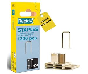 Rapid - Agrafes étroites n°606/ 12mm - 1200pcs - Emballage FSC (40109527) | Fil galvanisé recouvert de résine, Haute performance - Pointes affûtées - Pour matériaux denses, bois, cloisons, plancher