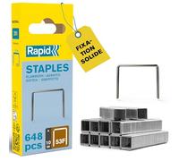 Rapid - Agrafes pour Textiles, N°53F à Fil Fin, Longueur de Pattes 10 mm, pour Pistolets Agrafeurs, Acier Galvanisé, Lot de 648, Emballage carton FSC (5000557), Gris