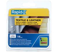 Rapid Bâtons de colle 12 mm Textile & Cuir, Ø12 x 94 mm, Couleur: Jaunâtre, 14 pcs, 125g, conditionné en blister