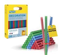 Rapid Rapid Bâtons de colle paillettes, diamètre 7 x 90 mm 36 pcs rouge, vert et bleu blister Quantité:1