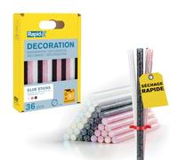 Rapid Rapid Bâtons de colle pailletés, Ø 7 x 90 mm 36 pcs blanc, noir, rose blister Quantité:1