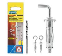 RAPID - Chevilles à Expansion en Métal pour Cloison en Plâtre de 6 à 16 mm, Lot de 12 Vis Crochet Mural, dont 4 pcs avec gond, 4 pcs avec crochet et 4 pcs avec piton, Charge Maximale 40 kg