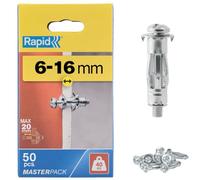 Rapid - Chevilles métal à expansion 5001563 pour cloison plâtre 6-16 mm, lot 50, 40 kg