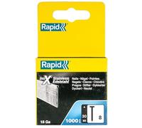 Rapid - Clous Inox n°8/ 30mm - 1000pcs - Boîte PRO (40303066) | Fil galvanisé coupe de précison - Haute performance - Pour les travaux de finition comme les moulures, bois ou cadres
