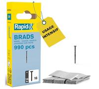 Rapid - Clous n°16/ 14mm - 990pcs - Emballage FSC (40109554) | Fil galvanisé - Pointes affûtées - Pour travaux sur bois, Moulures, Encadrements de bois - Pour agrafeuses Black & Decker