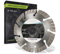 Rapid disque diamant 125 mm avec 10mm segments turbo | Idéal pour le béton, le granit, le béton armé, la maçonnerie et bien plus encore - accessoires pour meuleuses d'angle