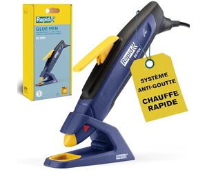 Rapid EGPen - Pistolet à Colle Ø7mm en forme de Stylo - Pour DIY | Pour les Loisirs Créatifs, Décoration et Petites Réparations - Cordon 2m - Chauffe en 60s - Égouttoir Intégré - FSC (5001704)