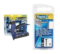 Rapid EN330 - Cloueuse Électrique pour Pointes N°8 (15-30mm), Déclenchement Instantané & 40109534, Pointes N°8, 20 mm de longueur, 750 pièces, Fil galvanisé, Haute performance Argent