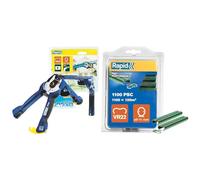 Rapid FP222 - Pince à Grillage pour Agrafes à Grillage VR22, Chargeur Haute Capacité & VR22 - Agrafes à Grillage en Acier Galvanisé, Plastifié Vert, Compatible avec les Grillages 5-11 mm