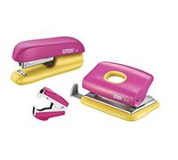 Rapid Funky Agrafeuses manuelles Set scolaire complet agrafeuse+perforateur+ôte-agrafes Rose/Jaune Rose/Jaune Lot de 1