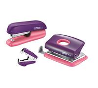 Rapid Funky Set scolaire complet de Agrafeuse manuelle + Perforateur + ôte-agrafe Violet/Rose
