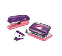 Rapid Funky Set Scolaire Complet De Agrafeuse Manuelle + Perforateur + Ote-Agrafe Violet/Rose