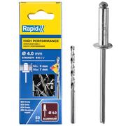 Rapid – Rivets aveugles Pop aluminium Ø4 x 10 mm, Foret inclus – 50 pièces (5001459)