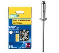 RAPID - Rivets Haute Performance en Aluminium Ø3.2 x 8 mm - Rivets Aveugles pour Garde-Boue/Revêtements Métal & Plastique/Panneaux/Tôle - 500 Pièces, Emballage Carton (5001431)