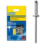 RAPID - Rivets Haute Performance en Aluminium Ø4.8 x 12 mm - Rivets Aveugles pour Garde-Boue/Revêtements Métal & Plastique/Panneaux/Tôle - 300 Pièces, Emballage Carton (5001436)