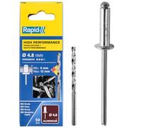 Rapid – Rivets aveugles aluminium Ø4,8 x 16 mm Haute performance – Foret inclus – 50 pièces