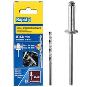 RAPID - Rivets Haute Performance en Aluminium Ø4.8 x 20 mm - Rivets Aveugles pour Garde-Boue / Revêtements Métal & Plastique / Panneaux / Tôle - Foret Inclus - 50 Pièces, Emballage Carton (5000391)