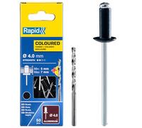 Rapid - Rivets Haute Performance Noir - Ø4.0 x 10 mm - 50pcs avec Foret