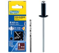 Rapid - Rivets Haute Performance Noir - Ø4.8 x 12 mm - 50pcs avec Foret