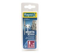 RAPID - Rivets Pop en Acier Inoxydable Ø3.2 x 8 mm, Rivets Aveugles pour Plaques d'Immatriculation / Garde-Boue / Revêtements Métalliques / Tôle - Foret Inclus - 50 Pièces, Emballage Boîte (5000393)