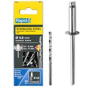 Rapid - Rivets Pop en Acier Inoxydable - Ø4.8 x 14 mm - 50pcs avec Foret