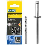 Rapid - Rivets Pop en Acier Inoxydable - Ø4 x 8 mm - 50pcs avec Foret