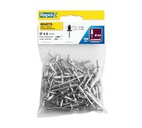 Rapid - Rivets Standard en Alu - Ø4.8 x 10 mm - 100pcs | Pour Tôles, petites réparations sur Voiture & Décoration - Tête en Alu / Corps en Acier - Plage de serrage 4-7mm - (5000380)