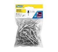 Rapid - Rivets Standard en Alu - Ø4.8 x 16 mm - 100pcs | Pour Tôles, petites réparations sur Voiture & Décoration - Tête en Alu / Corps en Acier - Plage de serrage 9-12mm - (5000382)
