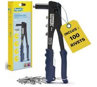 Rapid Kit pince à riveter RP10 – 100 rivets aluminium, clé intégrée, poignée souple Ø3,2/4,0/4,8 mm