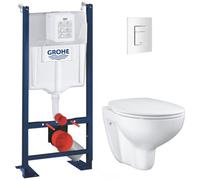 Rapid SL Bâti Support autoportant, cuvette Bau Ceramic sans bride avec abattant frein de chute (AutoportantBAU2)