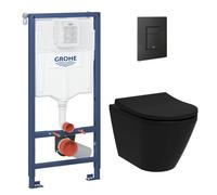 Rapid SL Pack WC bâti-support + WC sans bride Vitra Integra + Abattant SoftClose + Plaque noir mat (RapidSL-BlackIntegra-KF0)
